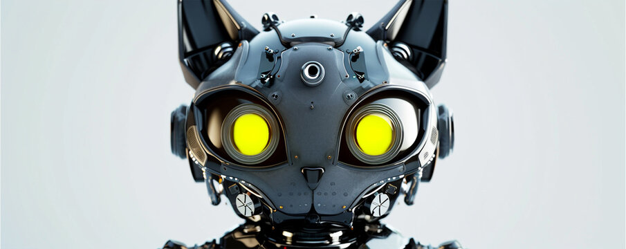 Cute avatar 3D image of robot cat, ai technology
