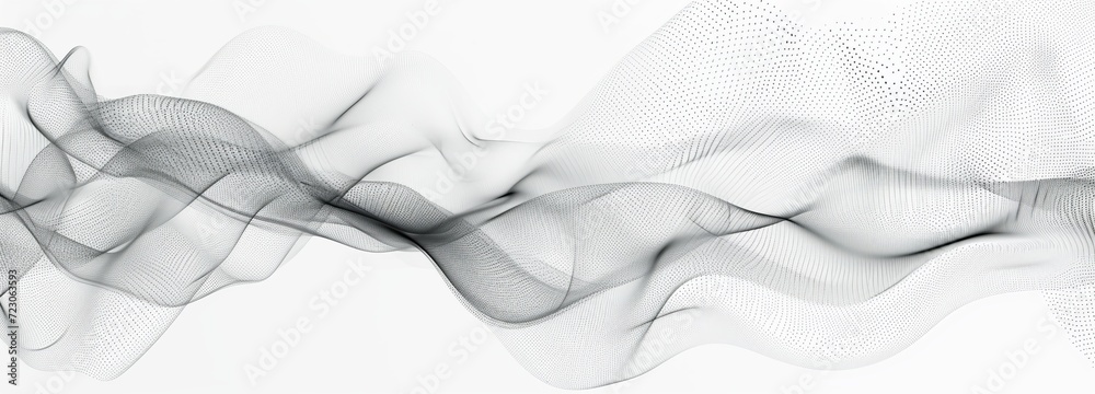 Poster abstract white colour computerised web, wave structure polygonal net