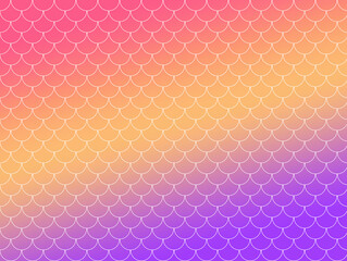 Holographic magenta purple yellow orange background with mermaid scales. Scaled dragon underwater sea texture. Marine underwater background