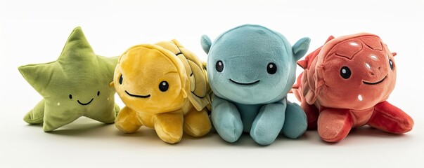 cutout set of 3 stuffed friendly cute alien , turtle and star plushie stuffed soft playtime toys...