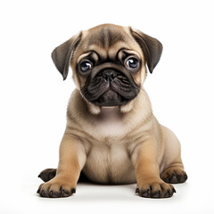 pug puppy on white background made with generative ai