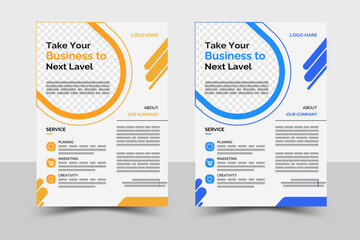 a bundle of 2 templates of different colors a4 flyer template, modern business flyer template, abstract business flyer and creative design and editable vector template design