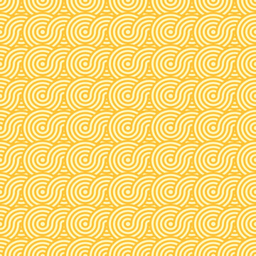 Asian ramen noodle pasta seamless pattern background, vector spiral curve macaroni. Asian Japanese food or Chinese cuisine menu cover and lunar New Year background of ramen noodle round pattern