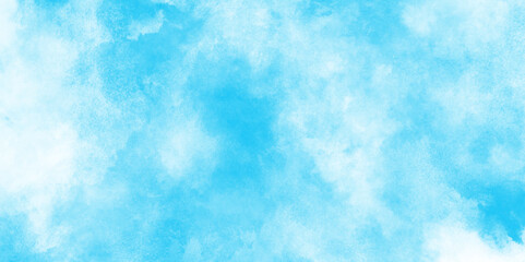 brush painted watercolor art background with white clouds, Watercolor Shades The White Cloud and Blue Sky with small clouds, Abstract cloudy hand paint splash stain backdrop banner.