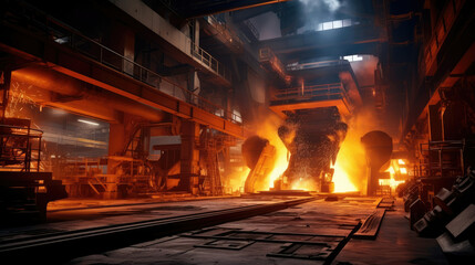 Furnace industrial factory production steel foundry metallic heat metallurgy plant