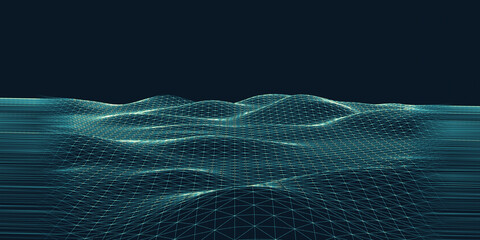 Abstract technology background. Future triangle  technology wireframe in virtual . Global software  network computer technology. Concept for science, technology, computing.