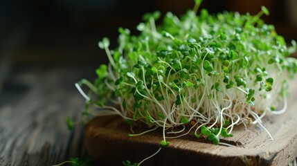 Fresh green broccoli sprouts for vegetarian healthy eating natural concept. AI generated image