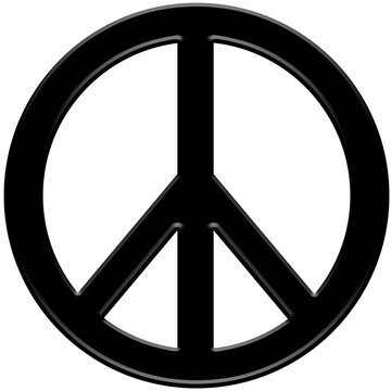 Metallic black peace sign illustration. PNG with transparent background. Design elements for print, websites and other graphics.
