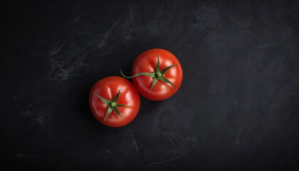 top view of tomato with empty space, on a black background