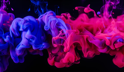 Abstract blue and pink smoke on black background