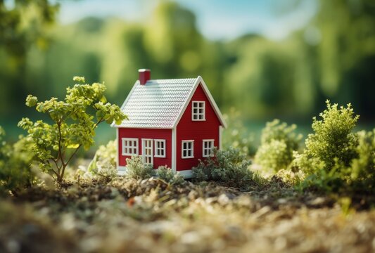 Tiny toy house rests peacefully on summer grass, tiny homes image