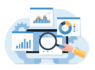 business data analytics design concept. and flat vector illustration business finance investment monitor report dashboard.
 - obrazy, fototapety, plakaty