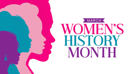 Women's History Month is observed every year in March, empower women creative template - obrazy, fototapety, plakaty