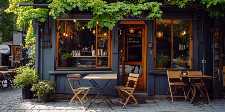 The cozy ambiance of outdoor cafe a charming coffee 