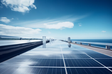 Renewable Energy Concept, Solar Panels Against a Clear Blue Sky