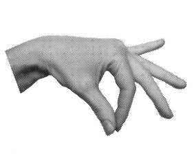 Halftone woman hand. Collage element for posters, banner, social media