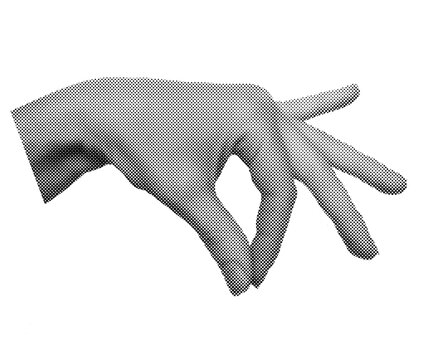 Halftone woman hand. Collage element for posters, banner, social media