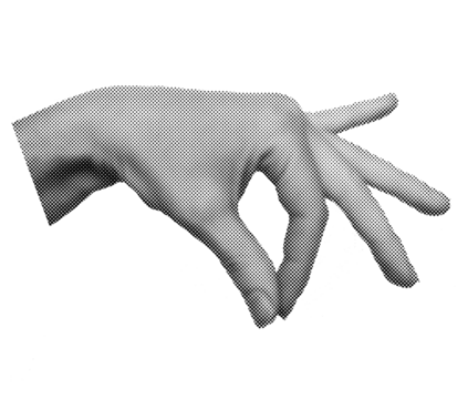 Halftone woman hand. Collage element for posters, banner, social media