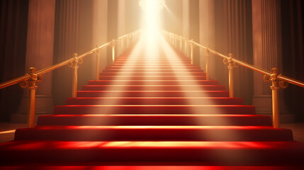 Red carpet staircase background, VIP entrance, night awards ceremony