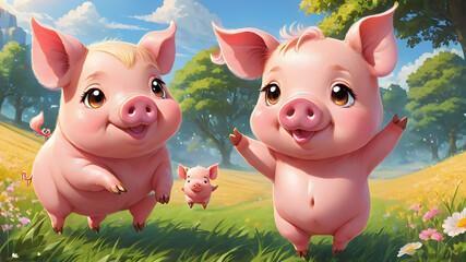 pigs in the grass