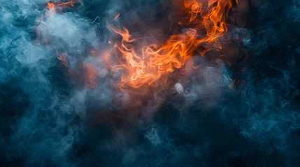 Deurstickers Brandhout textuur Background of fire and smoke