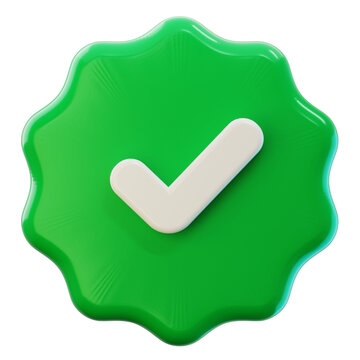 green check mark verified 3d illustration