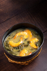 Tacacá, typical food from the Brazilian Amazon. Made with tucupi, jambu and shrimp.
