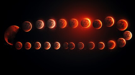 The different stages of the moon during the Blood Moon eclipse - obrazy, fototapety, plakaty