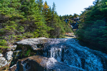 View of lower part of Ammonoosuc Ravine trail on a way to Mount Washington summit