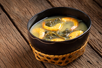 Tacacá, typical food from the Brazilian Amazon. Made with tucupi, jambu and shrimp.