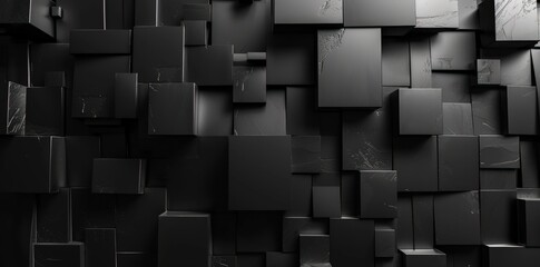 Geometric rendering 3D shape block stonewall abstract background. AI generated image
