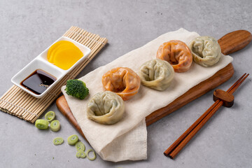 Dumpling, steamed dumpling, meat dumpling, kimchi dumpling, shrimp dumpling, shrimp, meat, kimchi, galbi, steamed bread, black rice, milk, snack