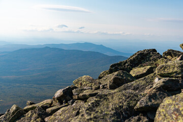 View  from Ammonoosuc Ravine trail on a way to Mount Washington summit.
