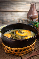 Tacacá, typical food from the Brazilian Amazon. Made with tucupi, jambu and shrimp.