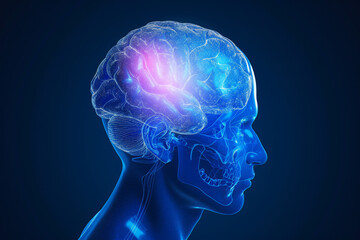 Brain head human mental idea mind 3D illustration background