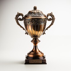 Fototapeta na wymiar Bronze Trophy Cup Isolated on White Background. Generative AI