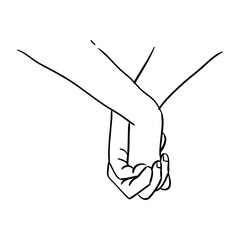 Couple holding hands outline vector ten