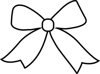 Cute bow ribbon decoration outline vector