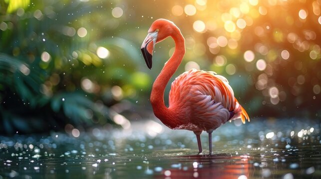 A flamingo in the summer brings a burst of summertime joy, adding vibrant and cheerful vibes to the season