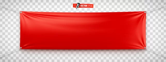 Foto op Canvas Vector realistic illustration of a red advertising banner on a transparent background. © He2