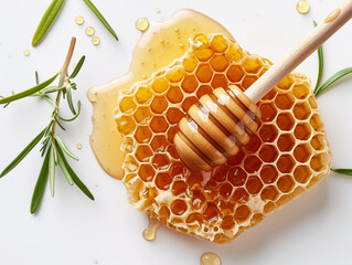 Honey isolated on white background in minimalist style. Studio shot style image. 