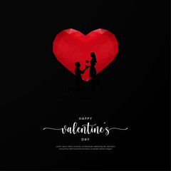 Happy Valentine's Day Post and Greeting Card. 14 February - Valentine's Day of Valentine's Week Vector Illustration
