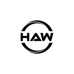 HAW letter logo design with white background in illustrator, cube logo, vector logo, modern alphabet font overlap style. calligraphy designs for logo, Poster, Invitation, etc.