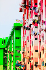 Low angle view of a modern apartment building in Singapore