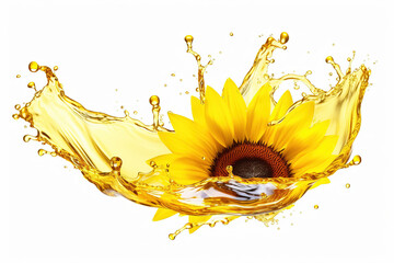 splash of sunflower oil on white background - obrazy, fototapety, plakaty