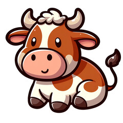 Obraz na płótnie Canvas Sticker with the image of a cartoon fun cow