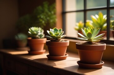 Fototapeta premium succulents at home, house plants