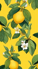 lemons on branches, background