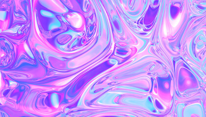 3D illustration - Wavy holographic glass texture with iridescent pink and purple colors
- 723102525