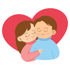 Love Couple Character Hug on Valentine